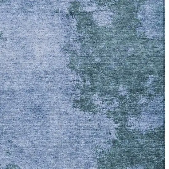 Denim Blue And Sky Blue Abstract Washable Indoor Outdoor Area Rug Photo 3