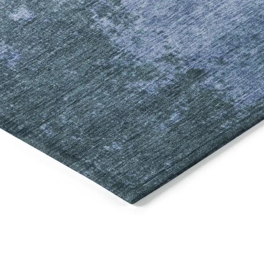 Denim Blue And Sky Blue Abstract Washable Indoor Outdoor Area Rug Photo 9
