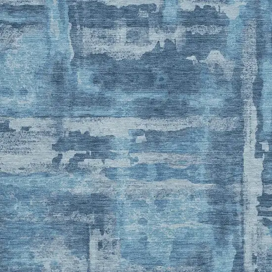 Denim Blue And Sky Blue Abstract Washable Indoor Outdoor Area Rug Photo 3