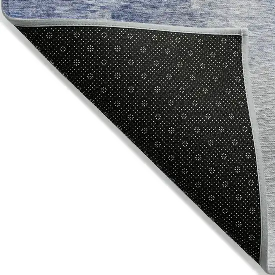 Denim Blue And Sky Blue Abstract Washable Indoor Outdoor Area Rug Photo 9