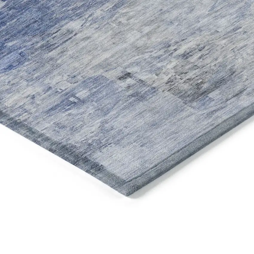 Denim Blue And Sky Blue Abstract Washable Indoor Outdoor Area Rug Photo 3
