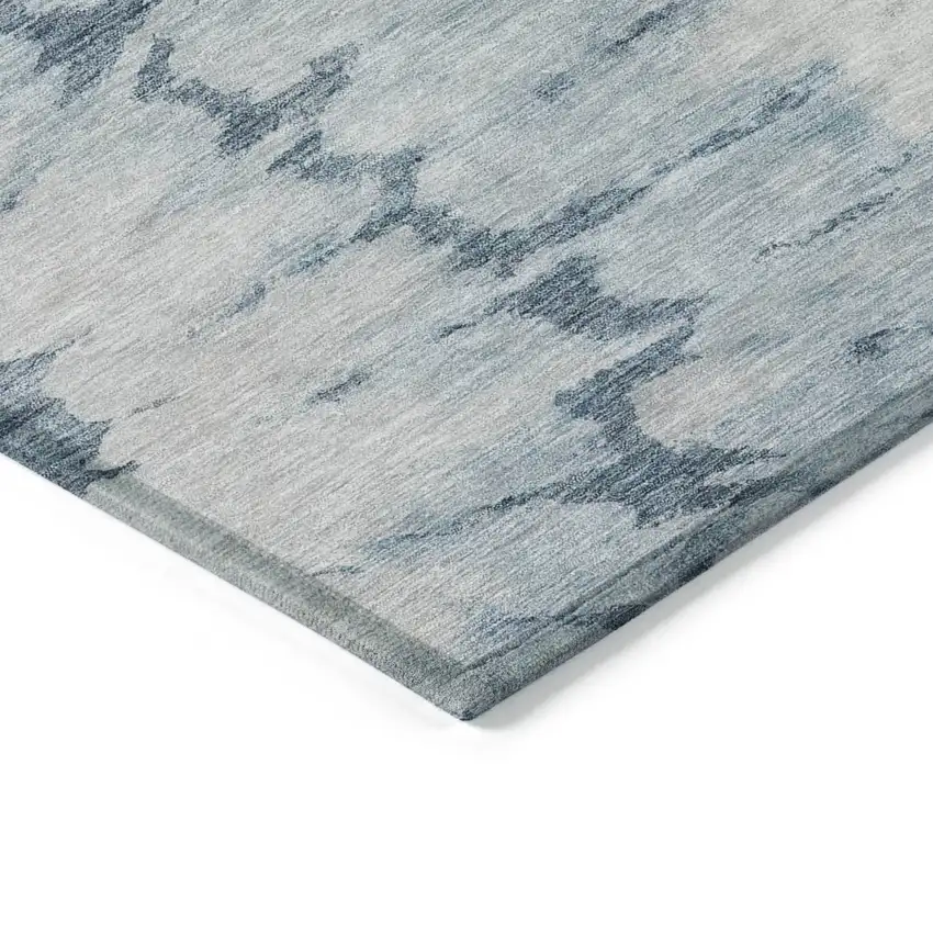 Denim Blue And Sky Blue Abstract Washable Indoor Outdoor Area Rug Photo 4