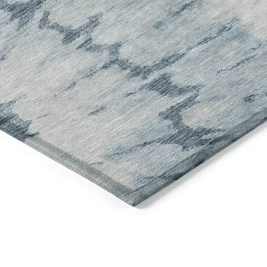 Denim Blue And Sky Blue Abstract Washable Indoor Outdoor Area Rug Photo 4