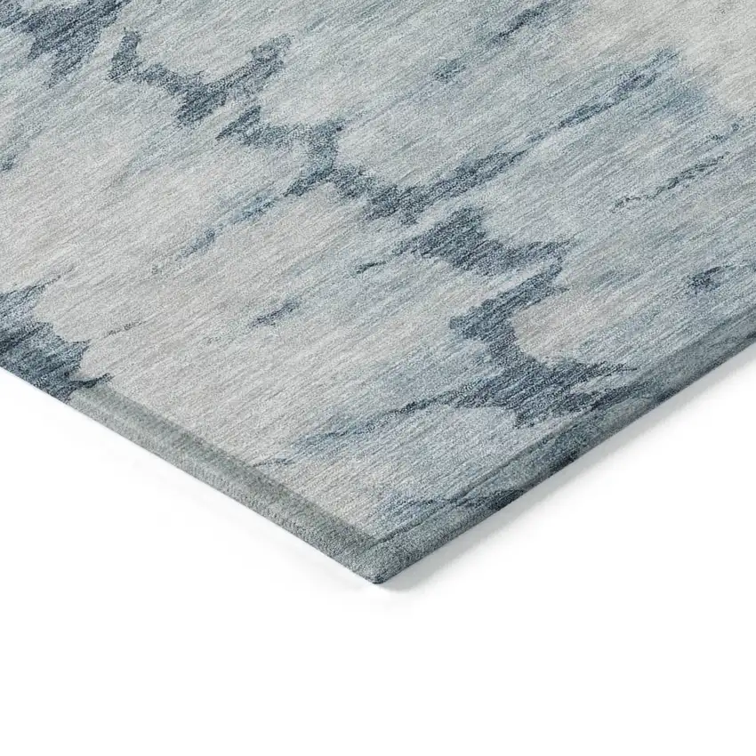 Denim Blue And Sky Blue Abstract Washable Indoor Outdoor Area Rug Photo 4