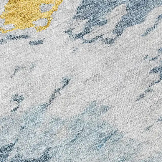 Denim Blue And Sky Blue Abstract Washable Indoor Outdoor Area Rug Photo 6
