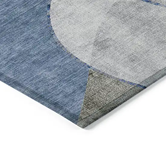 Denim Blue And Sky Blue Abstract Washable Indoor Outdoor Area Rug Photo 3