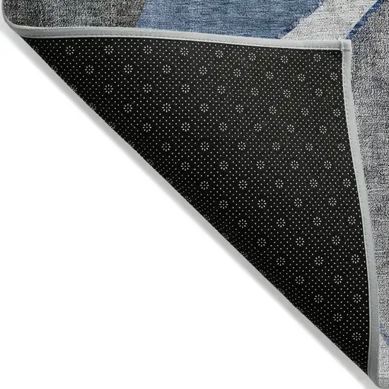 Denim Blue And Sky Blue Abstract Washable Indoor Outdoor Area Rug Photo 2
