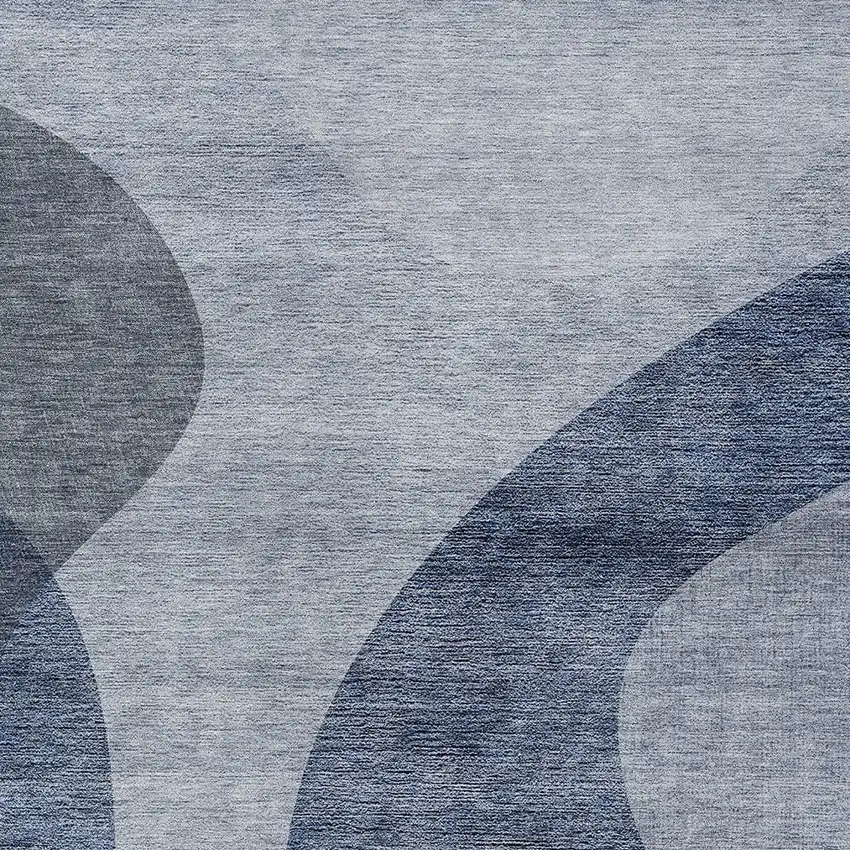 Denim Blue And Sky Blue Abstract Washable Indoor Outdoor Area Rug Photo 5