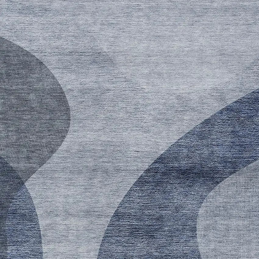 Denim Blue And Sky Blue Abstract Washable Indoor Outdoor Area Rug Photo 5