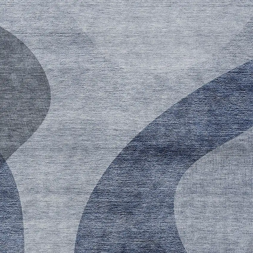 Denim Blue And Sky Blue Abstract Washable Indoor Outdoor Area Rug Photo 5