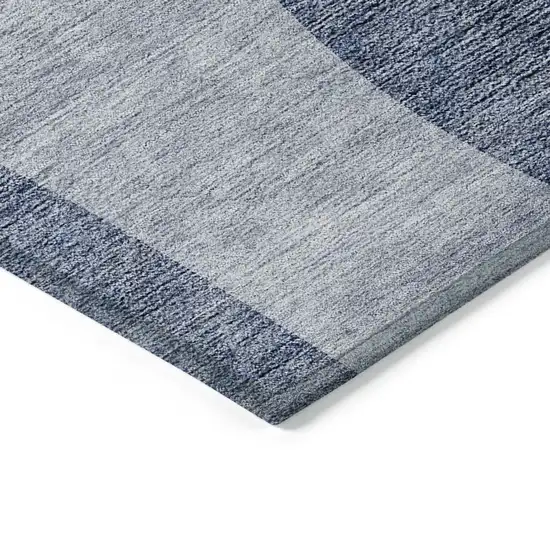 Denim Blue And Sky Blue Abstract Washable Indoor Outdoor Area Rug Photo 4