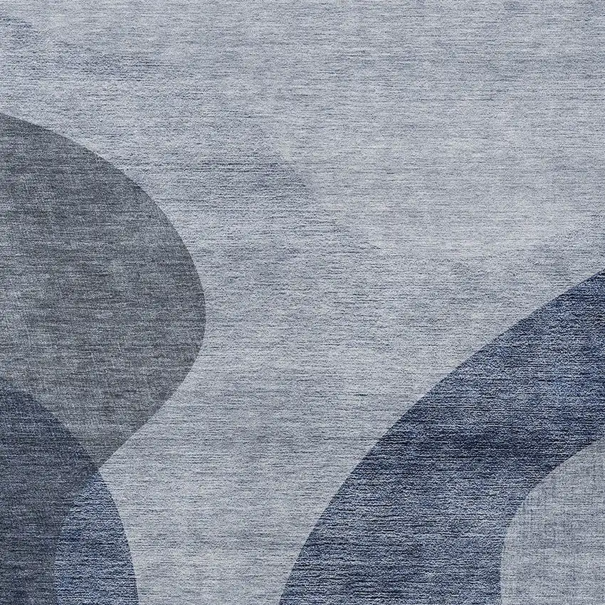 Denim Blue And Sky Blue Abstract Washable Indoor Outdoor Area Rug Photo 4