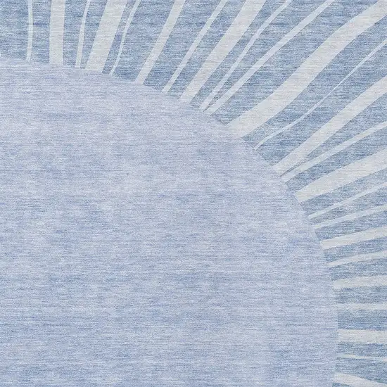 Denim Blue And Sky Blue Abstract Washable Indoor Outdoor Area Rug Photo 5