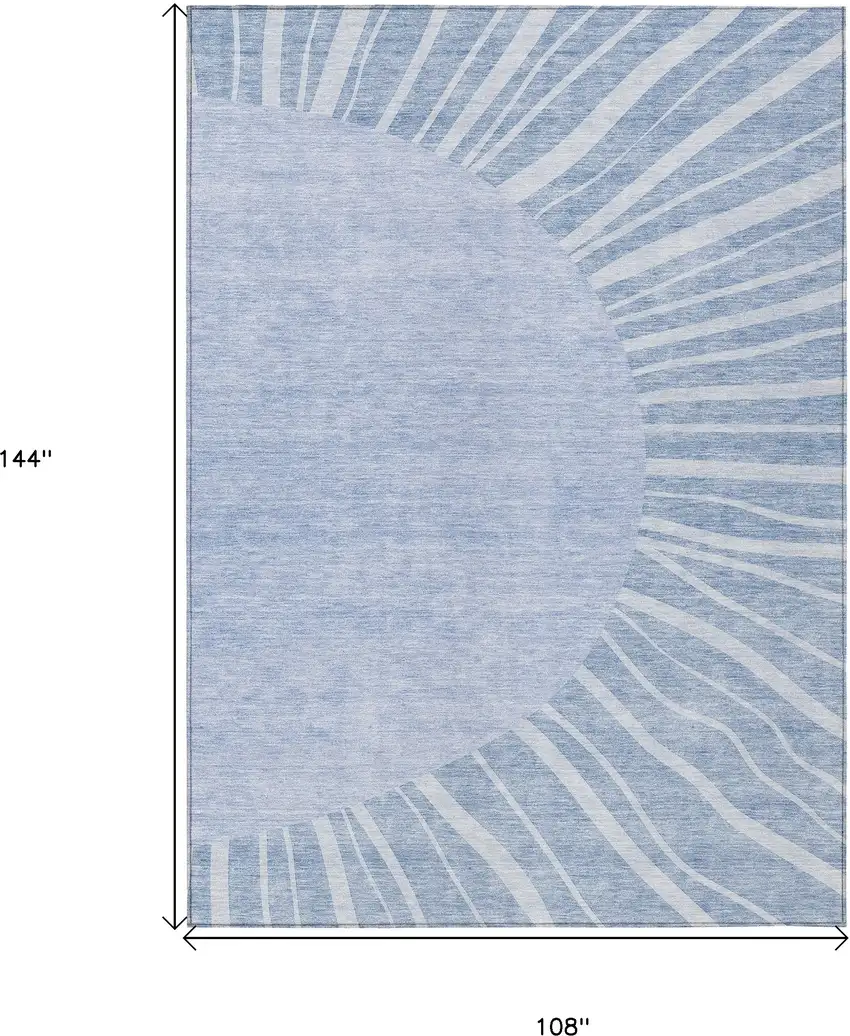 Denim Blue And Sky Blue Abstract Washable Indoor Outdoor Area Rug Photo 3