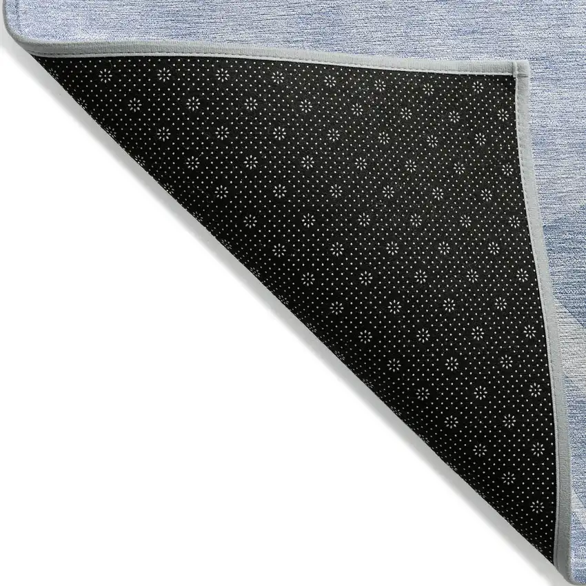 Denim Blue And Sky Blue Abstract Washable Indoor Outdoor Area Rug Photo 4