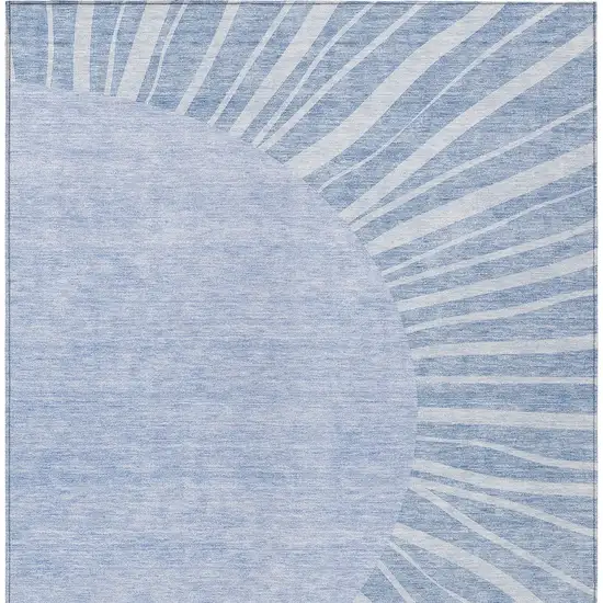 Denim Blue And Sky Blue Abstract Washable Indoor Outdoor Area Rug Photo 6