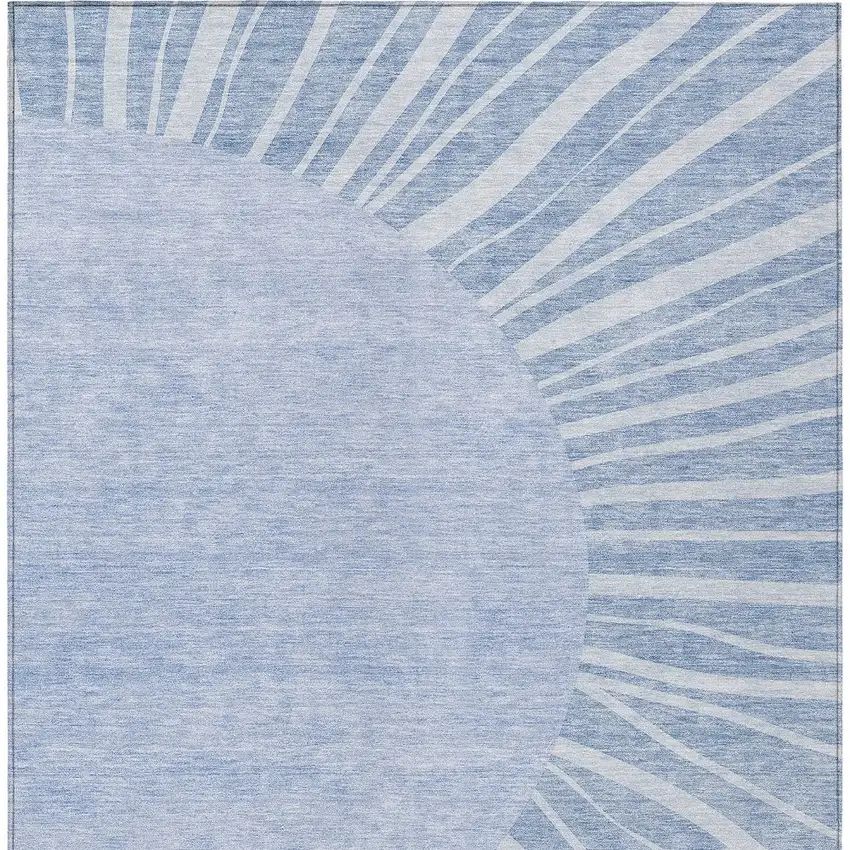 Denim Blue And Sky Blue Abstract Washable Indoor Outdoor Area Rug Photo 6