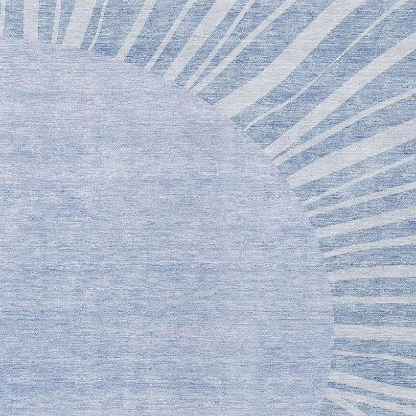 Denim Blue And Sky Blue Abstract Washable Indoor Outdoor Area Rug Photo 6