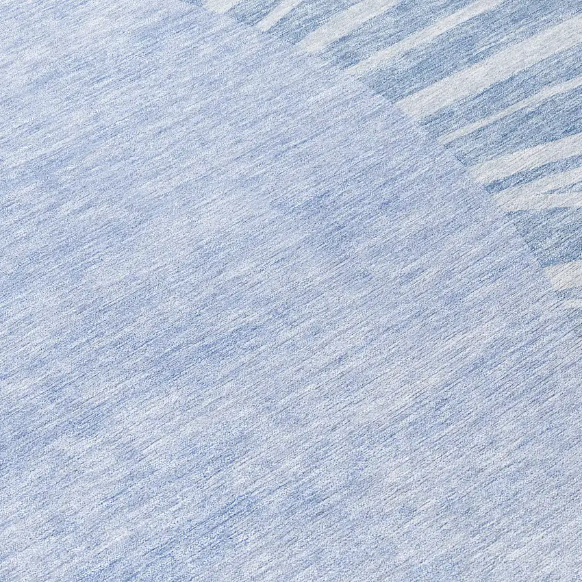 Denim Blue And Sky Blue Abstract Washable Indoor Outdoor Area Rug Photo 8