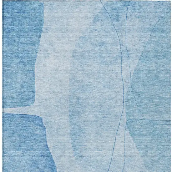 Denim Blue And Sky Blue Abstract Washable Indoor Outdoor Area Rug Photo 5