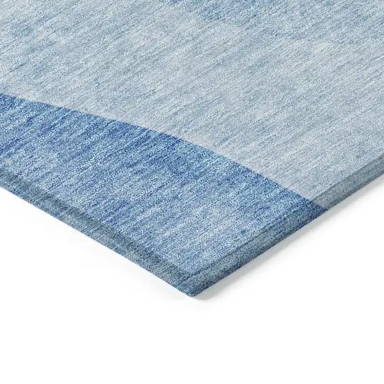 Denim Blue And Sky Blue Abstract Washable Indoor Outdoor Area Rug Photo 3