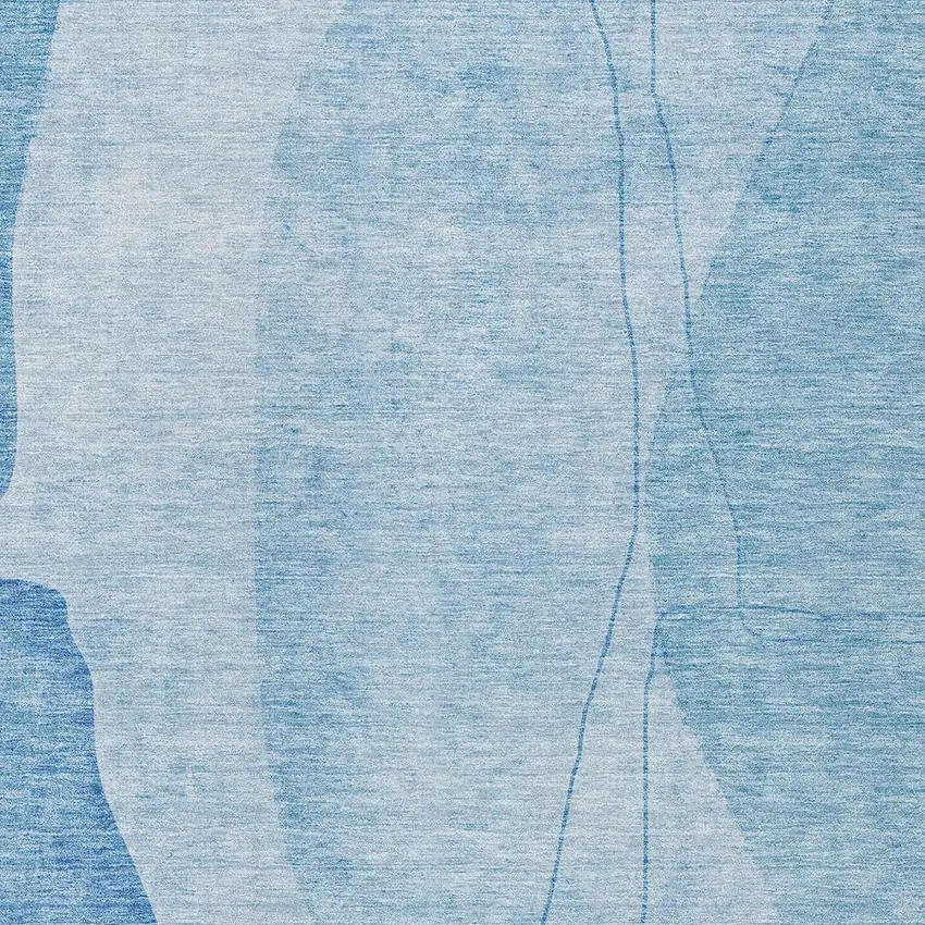 Denim Blue And Sky Blue Abstract Washable Indoor Outdoor Area Rug Photo 4
