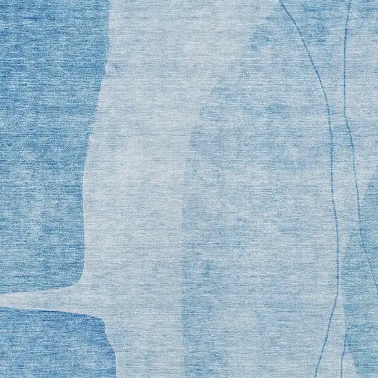 Denim Blue And Sky Blue Abstract Washable Indoor Outdoor Area Rug Photo 4