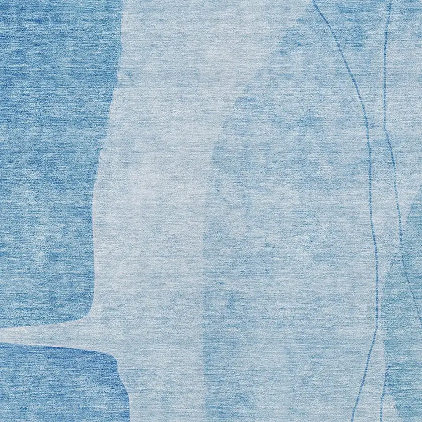 Denim Blue And Sky Blue Abstract Washable Indoor Outdoor Area Rug Photo 4