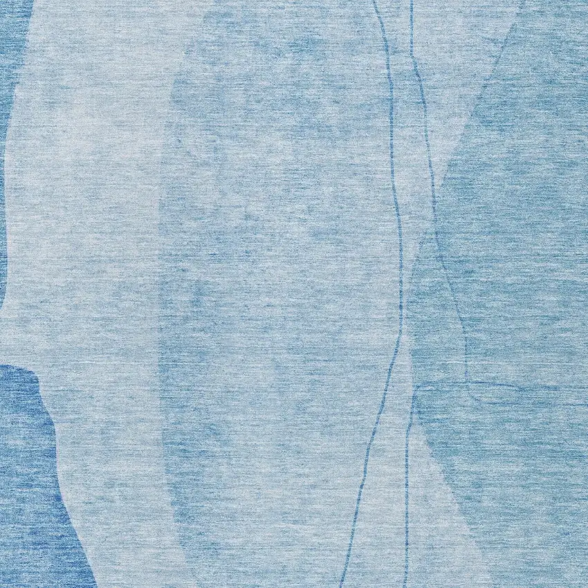 Denim Blue And Sky Blue Abstract Washable Indoor Outdoor Area Rug Photo 4