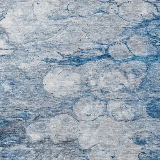 Denim Blue And Sky Blue Abstract Washable Indoor Outdoor Area Rug Photo 4