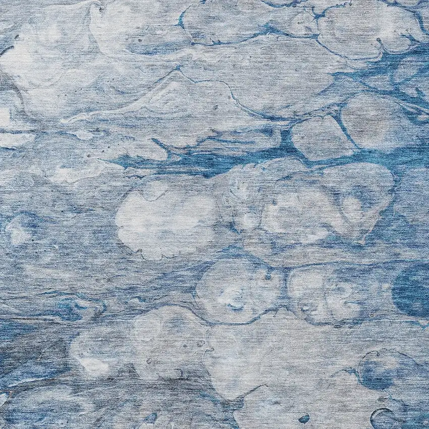 Denim Blue And Sky Blue Abstract Washable Indoor Outdoor Area Rug Photo 4