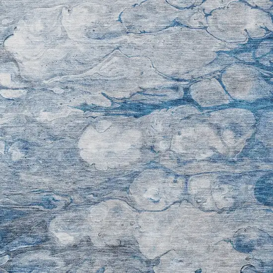 Denim Blue And Sky Blue Abstract Washable Indoor Outdoor Area Rug Photo 4