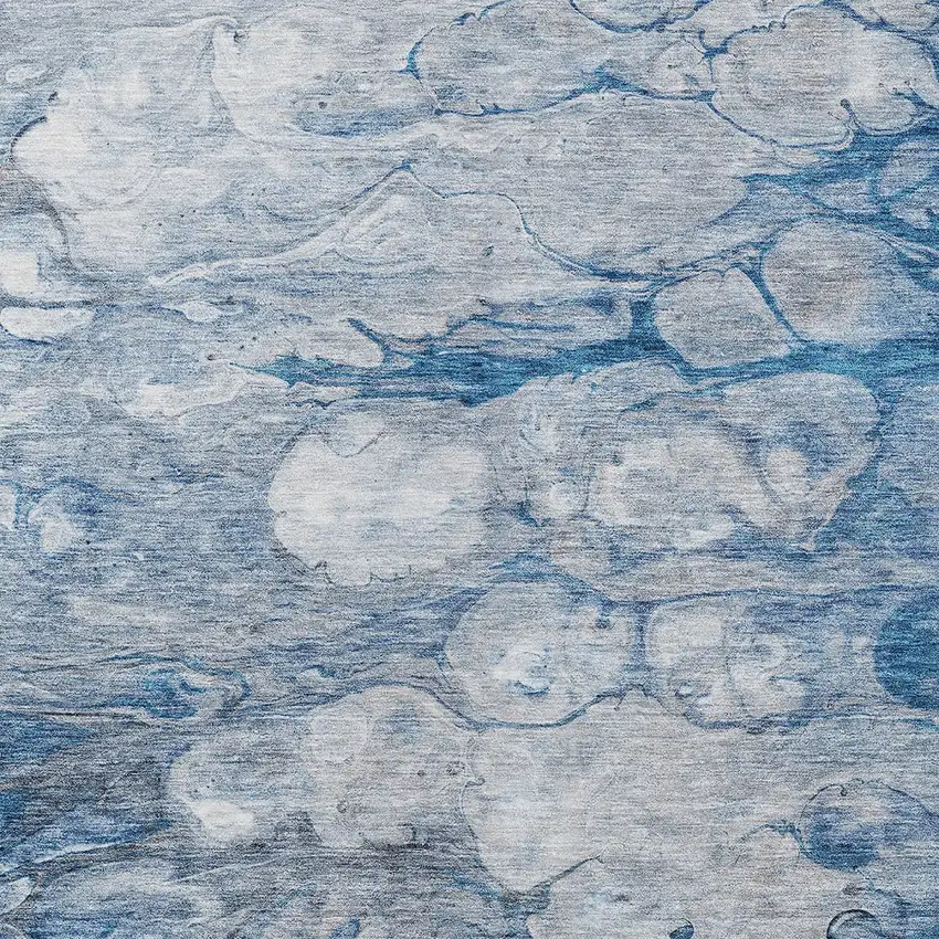 Denim Blue And Sky Blue Abstract Washable Indoor Outdoor Area Rug Photo 4