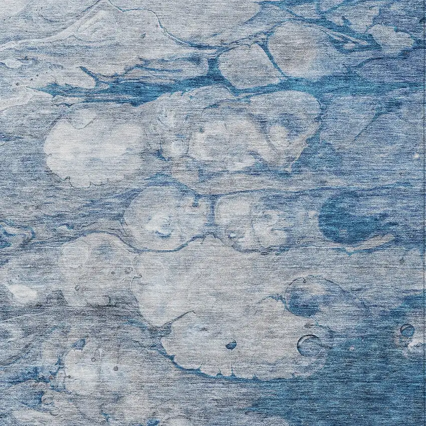 Denim Blue And Sky Blue Abstract Washable Indoor Outdoor Area Rug Photo 4