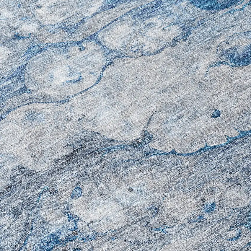 Denim Blue And Sky Blue Abstract Washable Indoor Outdoor Area Rug Photo 7