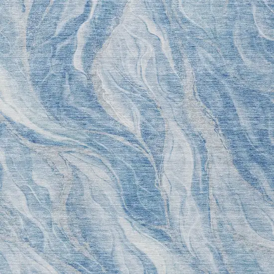 Denim Blue And Sky Blue Abstract Washable Indoor Outdoor Area Rug Photo 4
