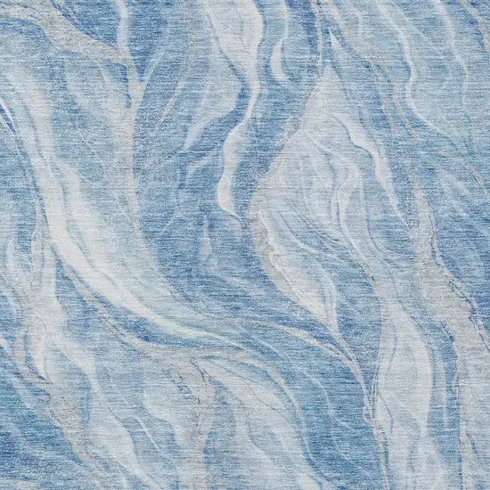 Denim Blue And Sky Blue Abstract Washable Indoor Outdoor Area Rug Photo 4