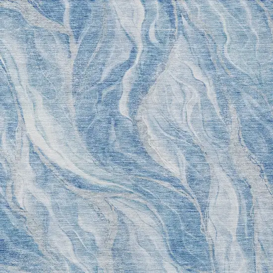 Denim Blue And Sky Blue Abstract Washable Indoor Outdoor Area Rug Photo 4