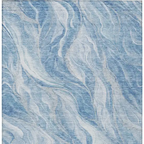 Denim Blue And Sky Blue Abstract Washable Indoor Outdoor Area Rug Photo 4