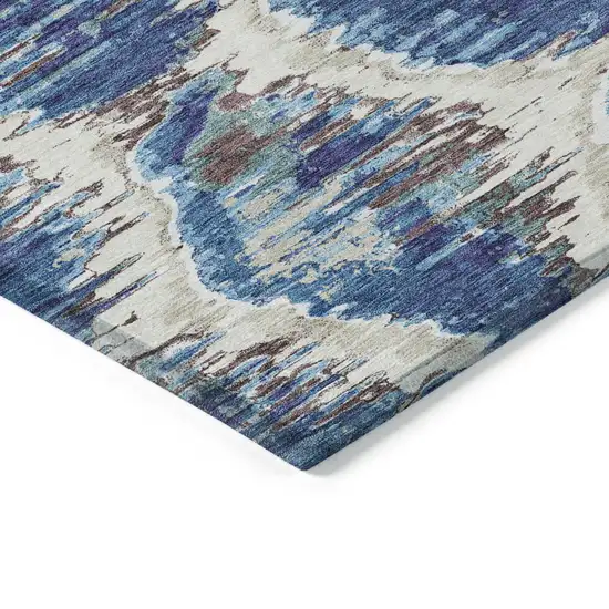 Denim Blue And Sky Blue Abstract Washable Indoor Outdoor Area Rug Photo 3
