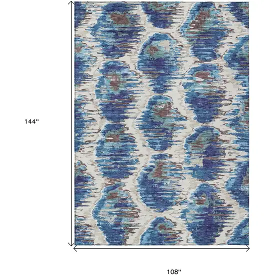 Denim Blue And Sky Blue Abstract Washable Indoor Outdoor Area Rug Photo 3