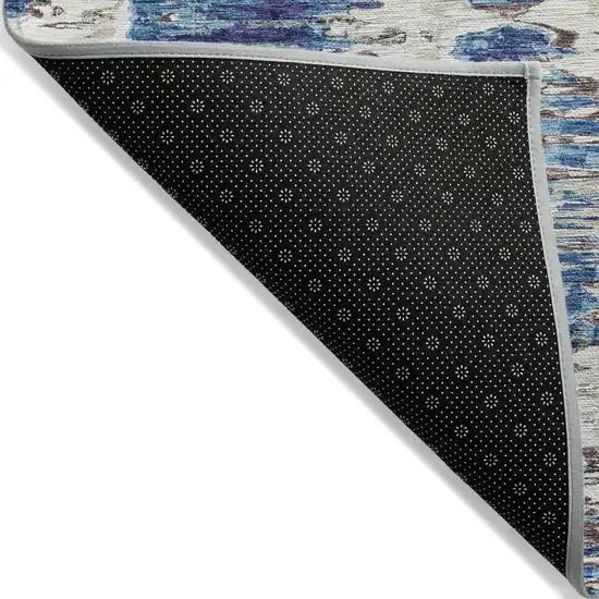 Denim Blue And Sky Blue Abstract Washable Indoor Outdoor Area Rug Photo 2