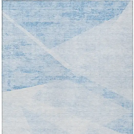 Denim Blue And Sky Blue Abstract Washable Indoor Outdoor Area Rug Photo 6
