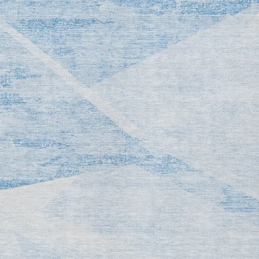 Denim Blue And Sky Blue Abstract Washable Indoor Outdoor Area Rug Photo 5