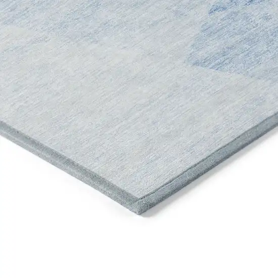 Denim Blue And Sky Blue Abstract Washable Indoor Outdoor Area Rug Photo 4