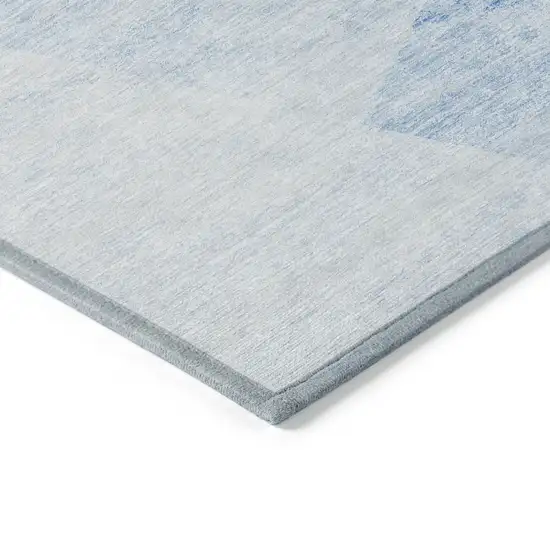 Denim Blue And Sky Blue Abstract Washable Indoor Outdoor Area Rug Photo 4