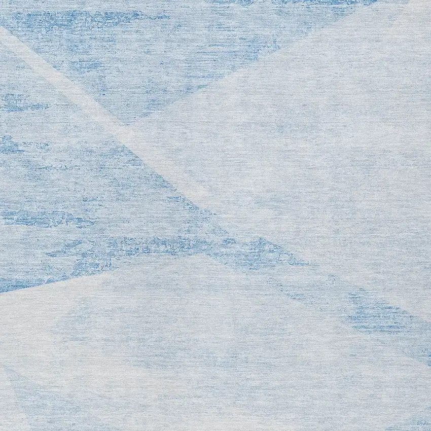Denim Blue And Sky Blue Abstract Washable Indoor Outdoor Area Rug Photo 4