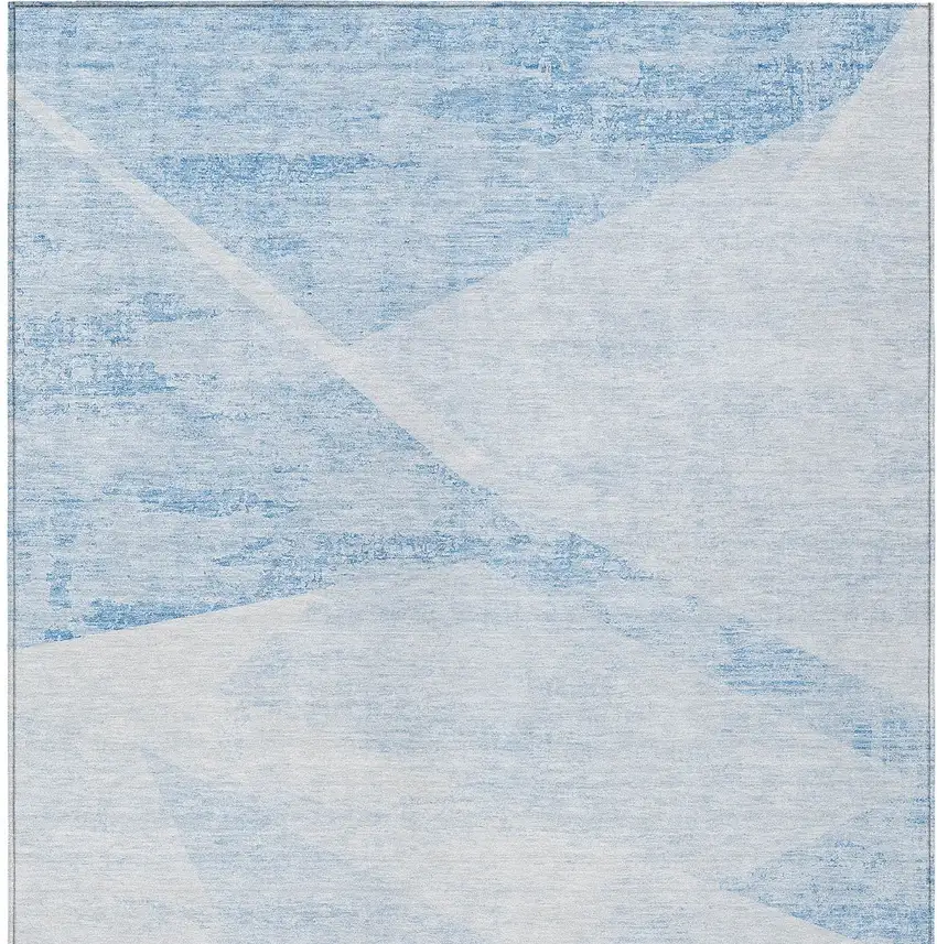 Denim Blue And Sky Blue Abstract Washable Indoor Outdoor Area Rug Photo 5