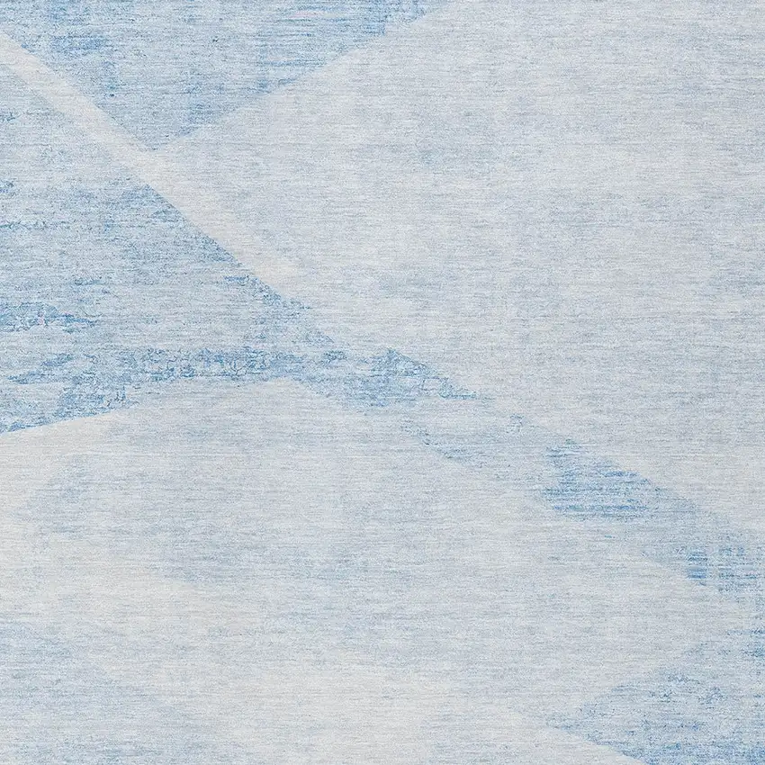 Denim Blue And Sky Blue Abstract Washable Indoor Outdoor Area Rug Photo 4