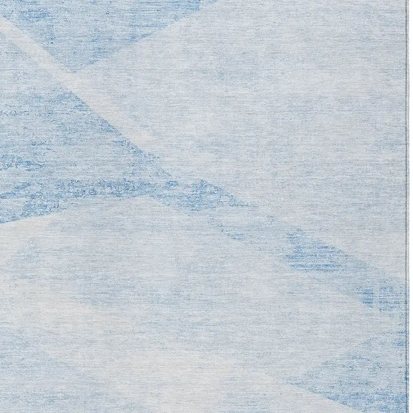 Denim Blue And Sky Blue Abstract Washable Indoor Outdoor Area Rug Photo 4